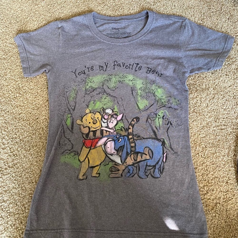 Womens Gray Disney Winnie the Pooh Paint Style Tshirt